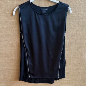 Trouve Black Tank Top with Zipper Detail